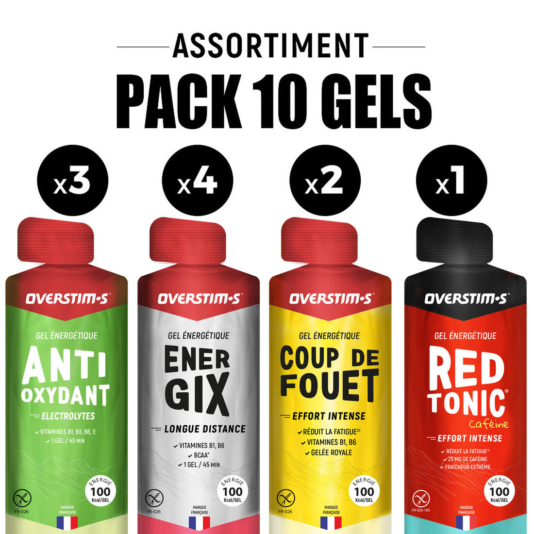 Pack assortiment 10 gels x 34 g Overstims