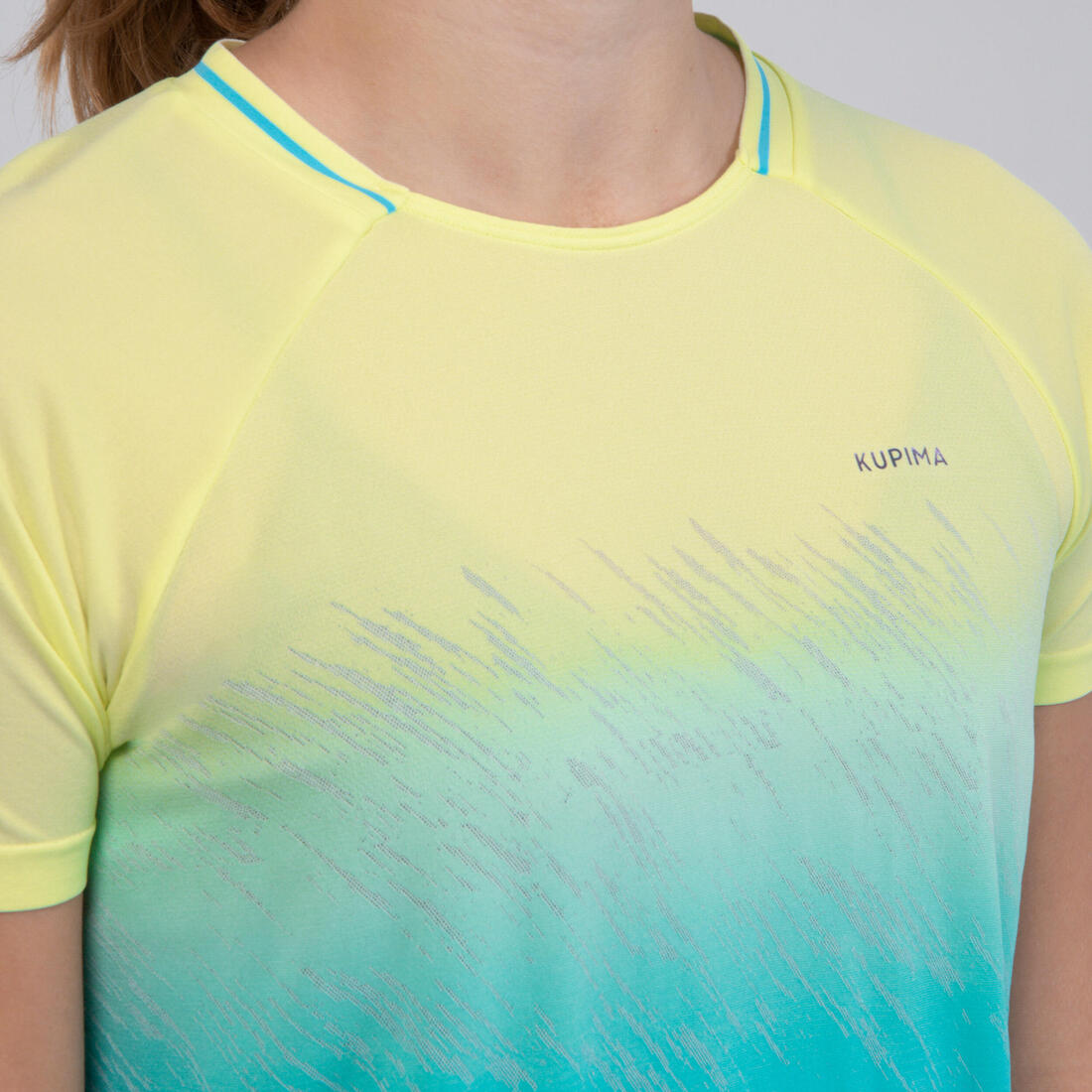 Tee-shirt manches courtes fille running et athlétisme KIPRUN care turquoise