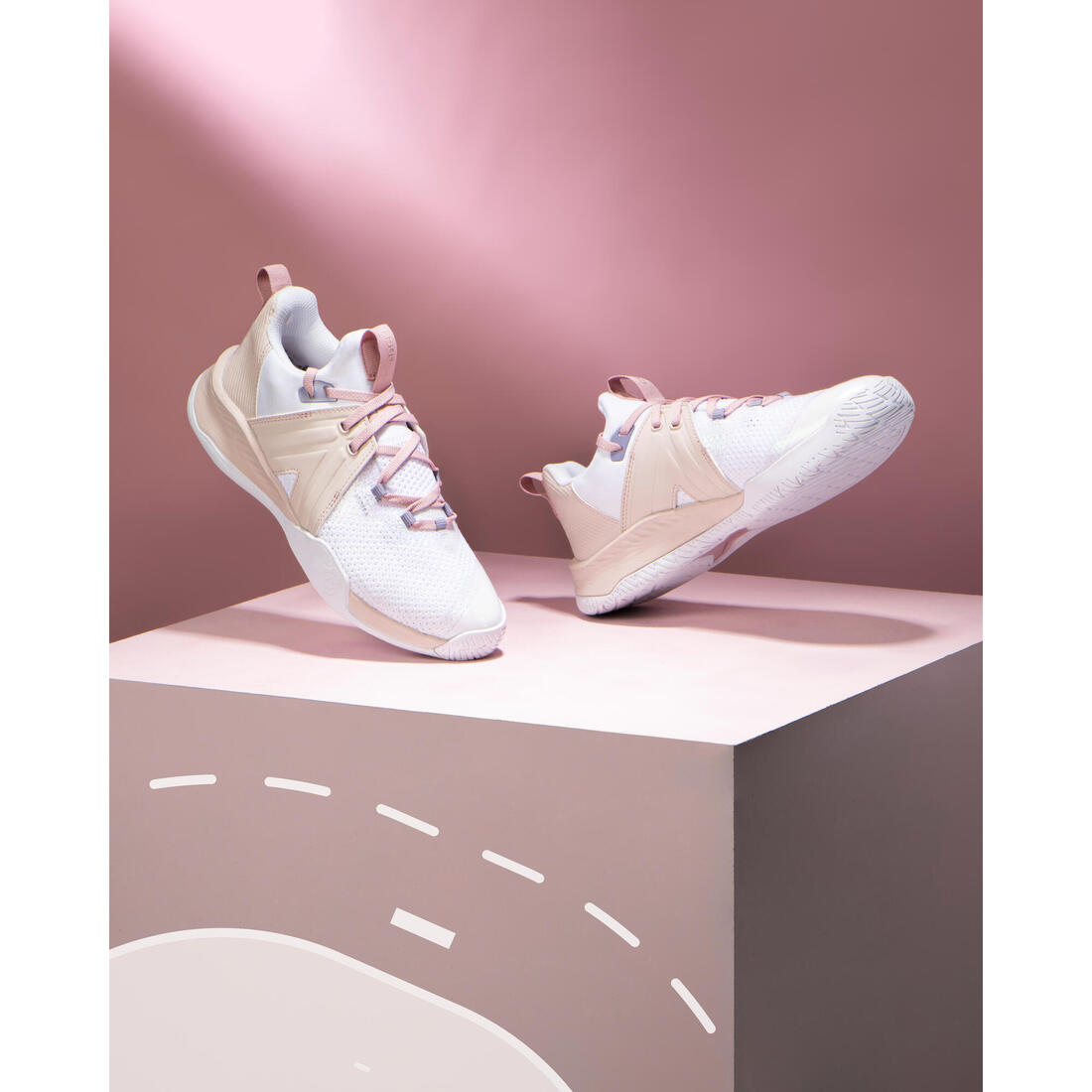 Chaussures de handball Homme/Femme - H500 FASTER rose blanc