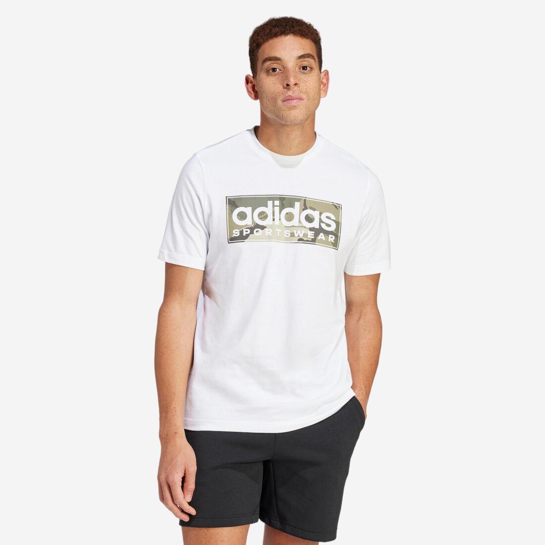 T-SHIRT CAMO DE FITNESS SOFT TRAINING ADIDAS HOMME BLANC