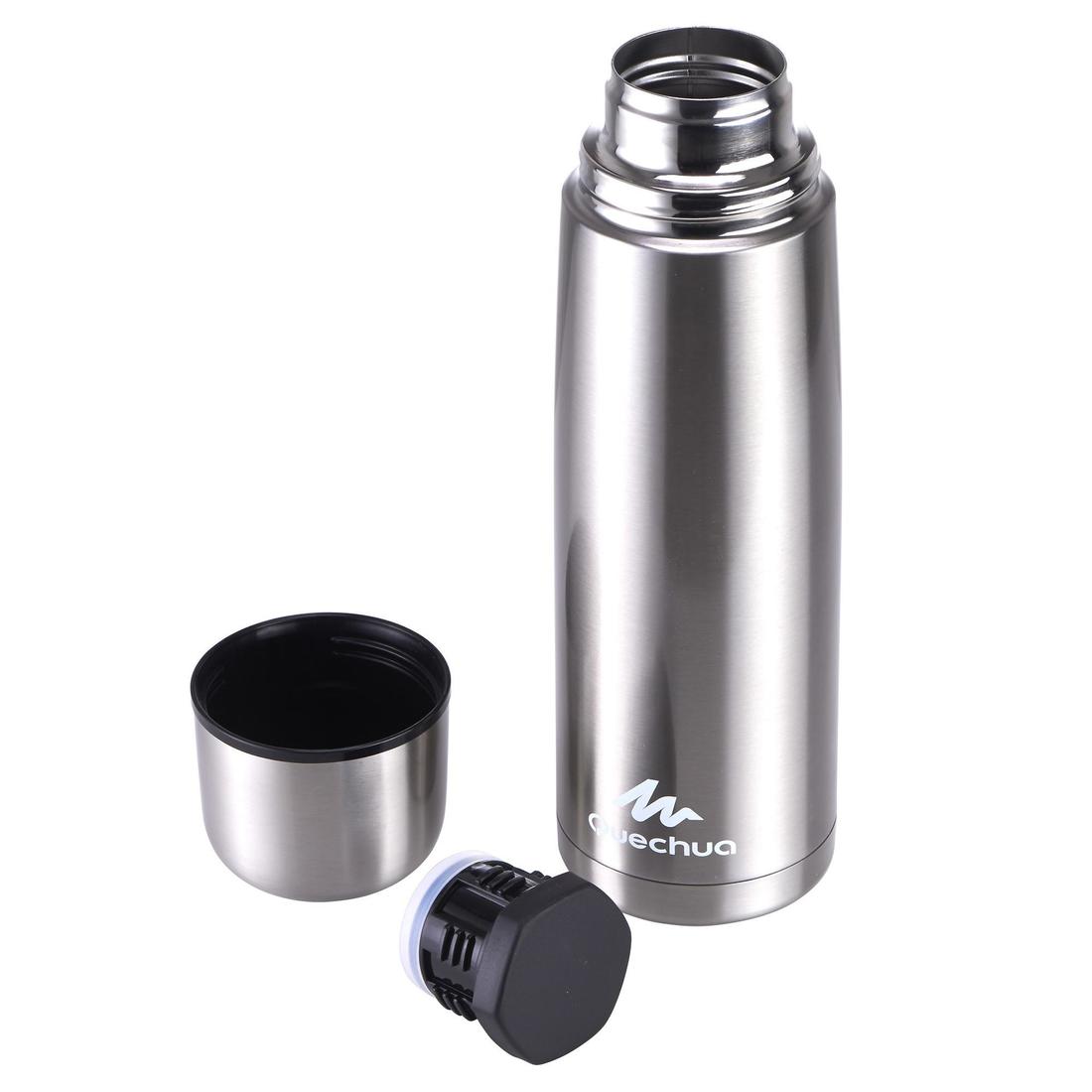 Bouteille isotherme inox 1L avec gobelet pour la randonnée - bleu