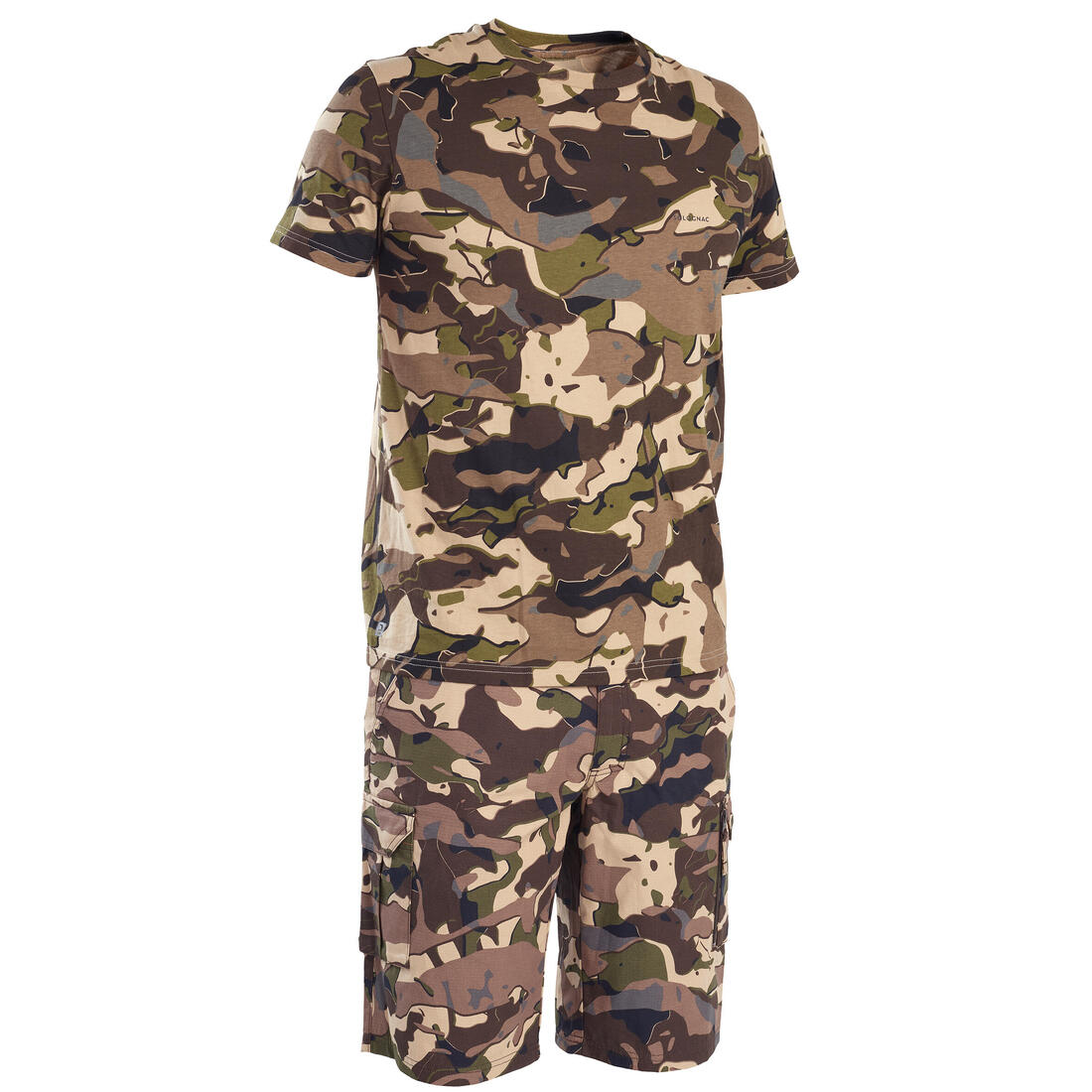 T-shirt manches courtes chasse 100 camouflage woodland