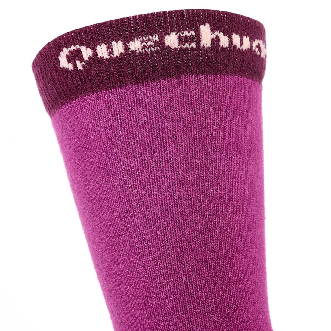 2 paires de chaussettes de randonnée tiges hautes enfant Crossocks violettes