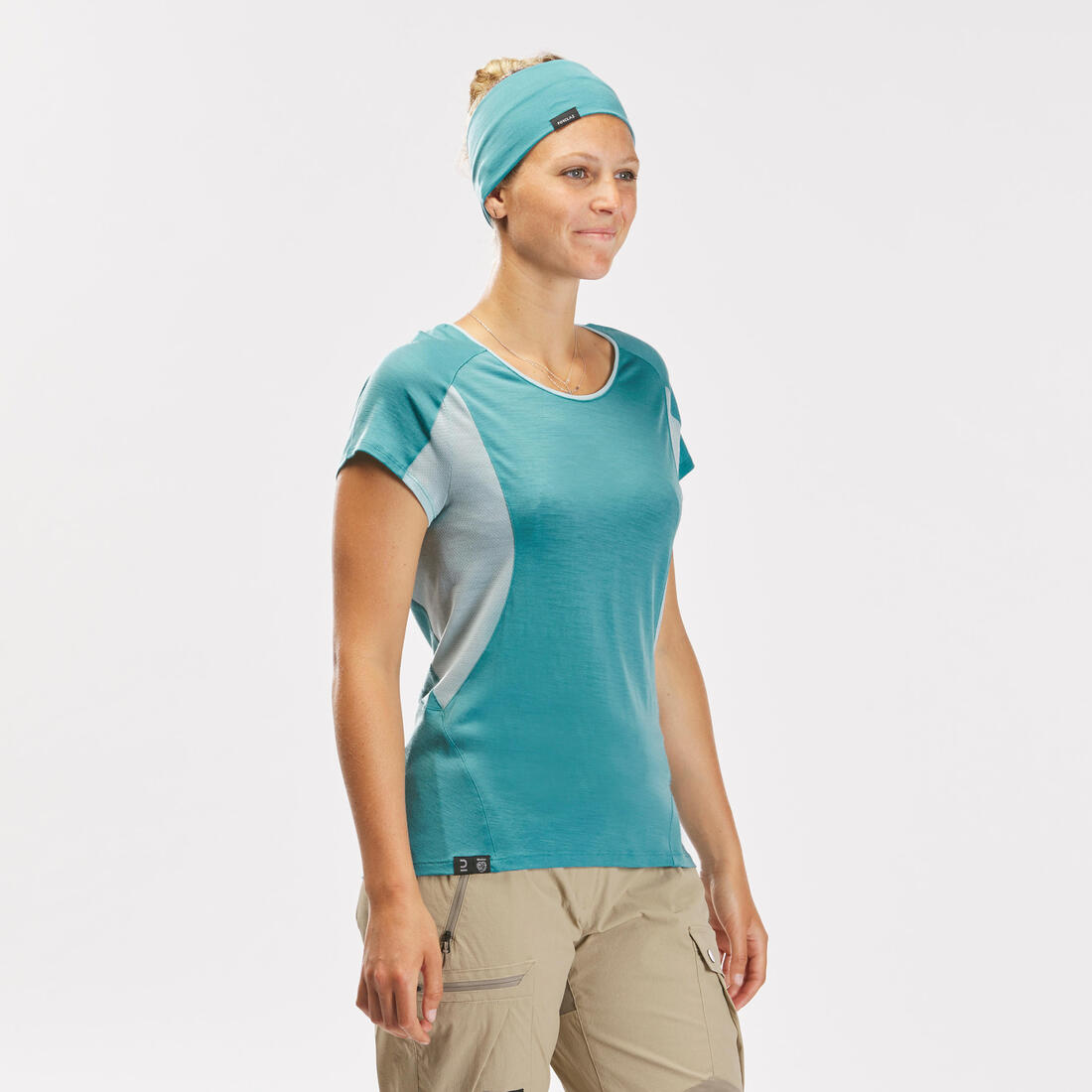 T-shirt de trek manches courtes en laine mérinos - Femme - MT500