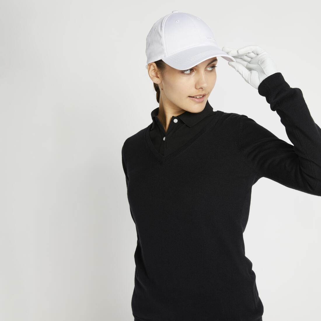 Pull de golf col V femme MW500