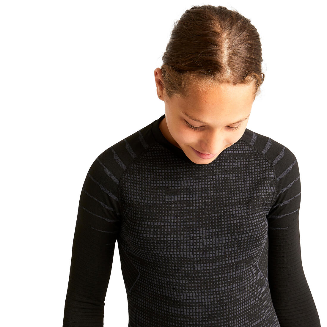 Sous-vetement thermique haut manches longues  enfant noir keepdry 500