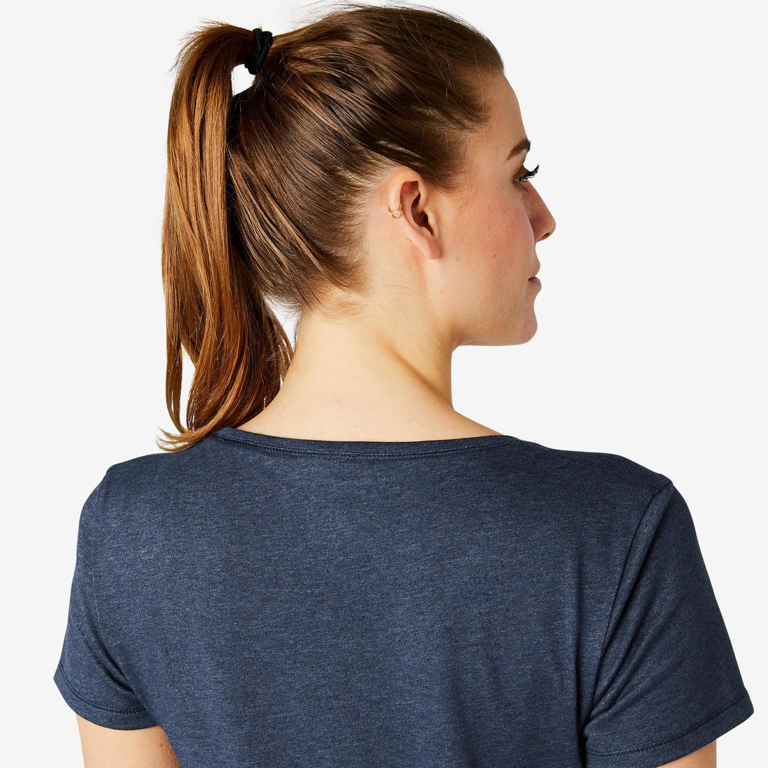 T-Shirt manches courtes régular Gym & Pilates femme bleu chiné