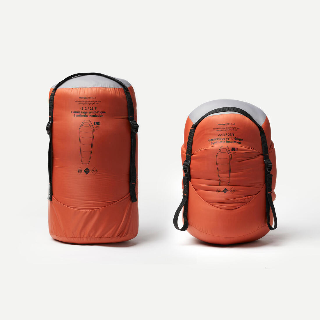 Sac de couchage de trekking - mt500 -5°c - synthétique