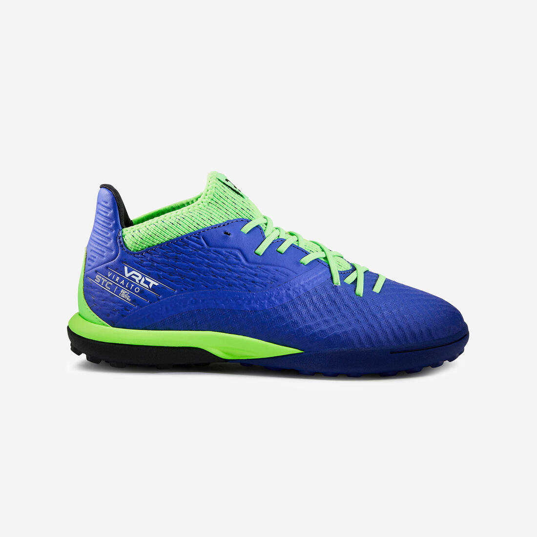 Chaussure de football enfant pour terrain dur VIRALTO III TURF TF bleu vert