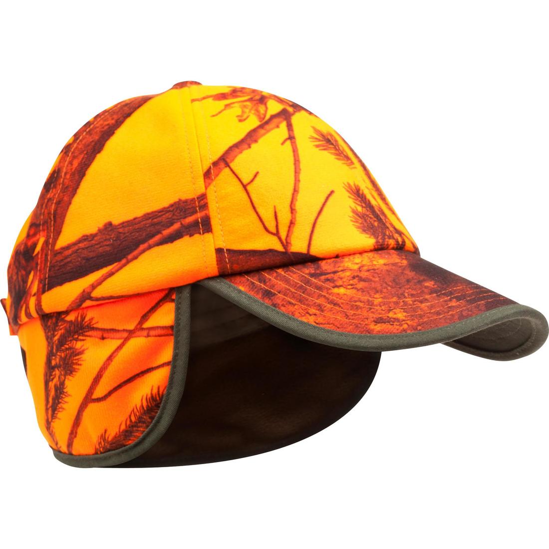 Casquette chasse à rabat camouflage orange