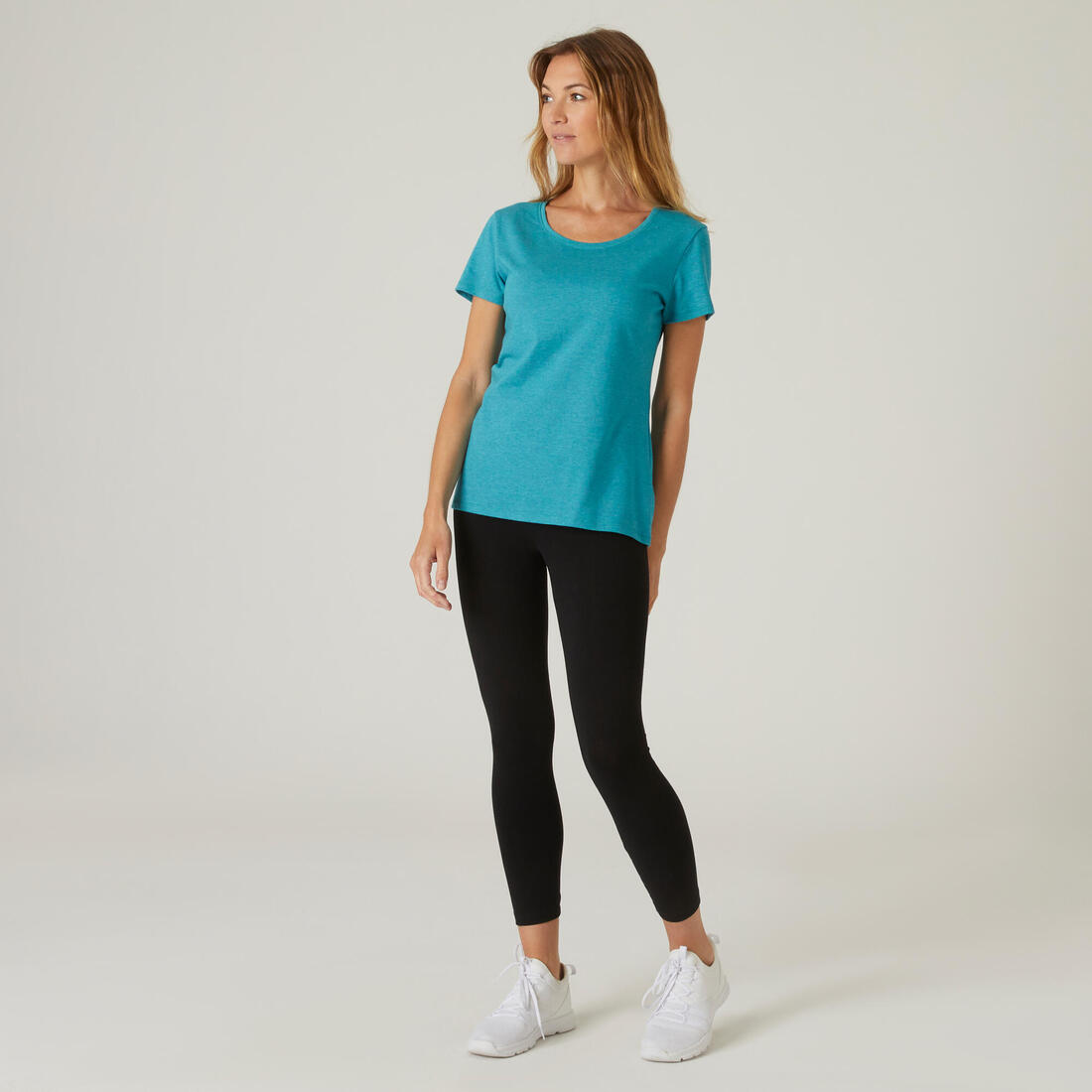 T-Shirt manches courtes régular Gym & Pilates femme bleu chiné