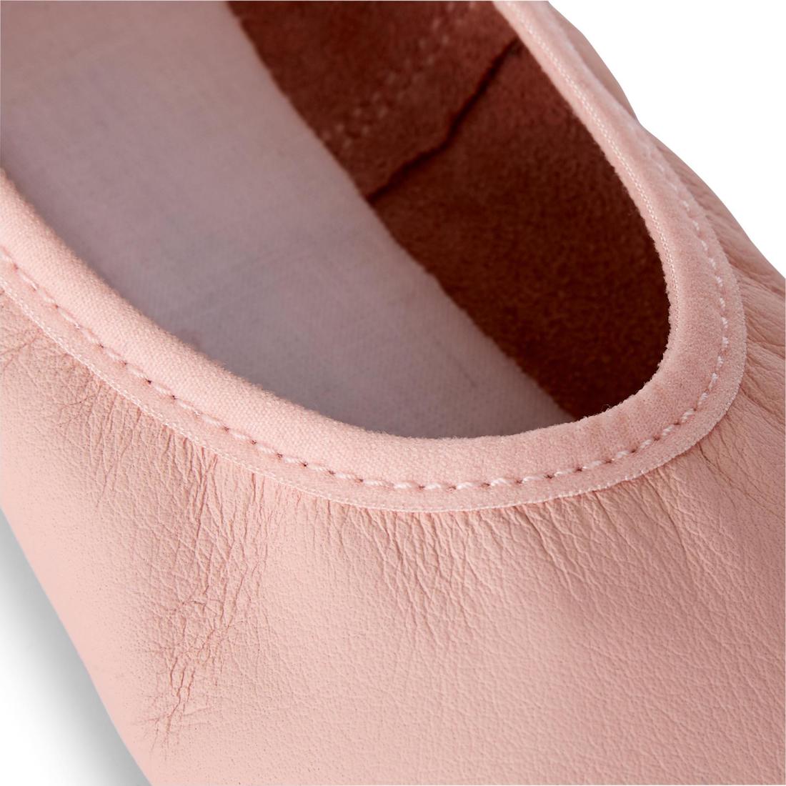 Demi-pointes danse classique cuir semelle entière rose sans lien tailles 25-40