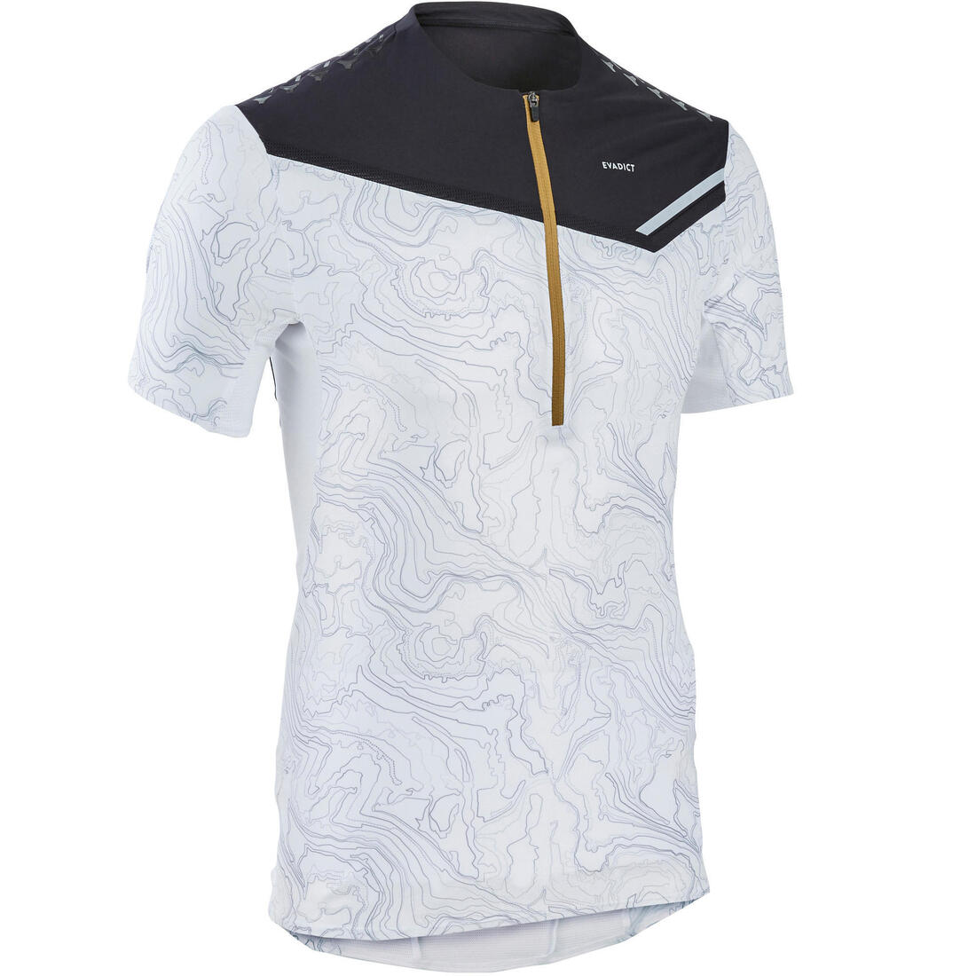 TEE SHIRT DE TRAIL RUNNING MANCHES COURTES ZIP HOMME BLANC