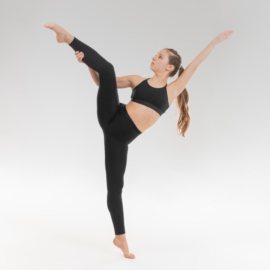 Legging danse modern jazz sans couture, taille haute Fille - noir