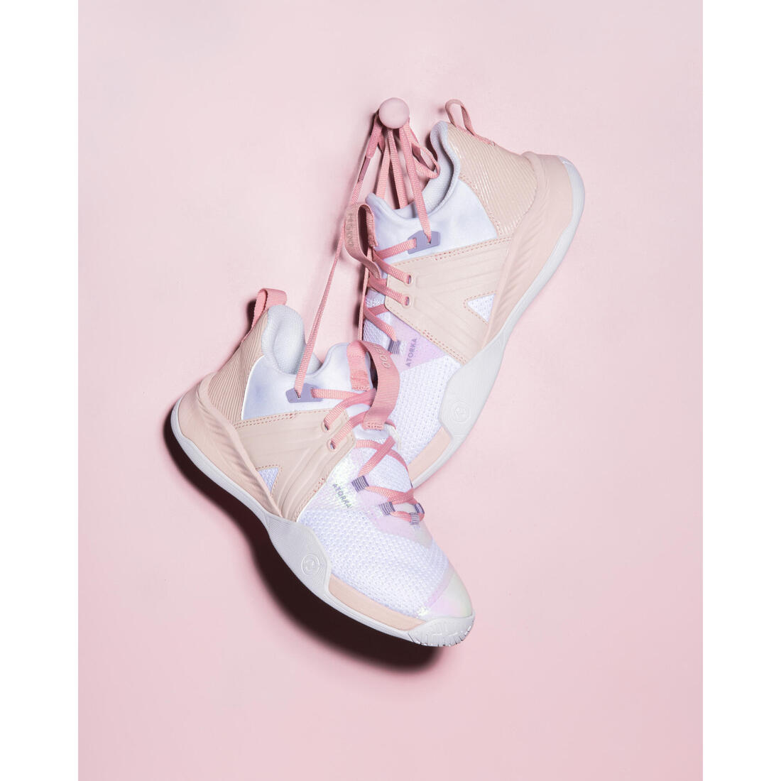 Chaussures de handball Homme/Femme - H500 FASTER rose blanc