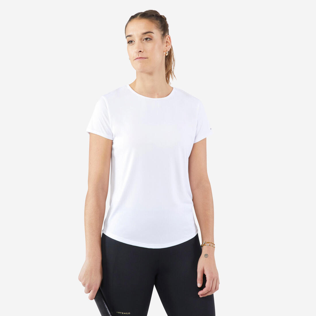 T-Shirt tennis col rond dry femme -  Essentiel 100