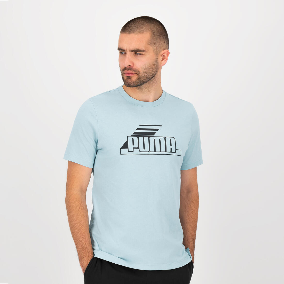 T-shirt PUMA fitness manches courtes coton homme bleu