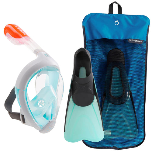 





Kit de snorkeling masque Easybreath palmes bleu turquoise noir