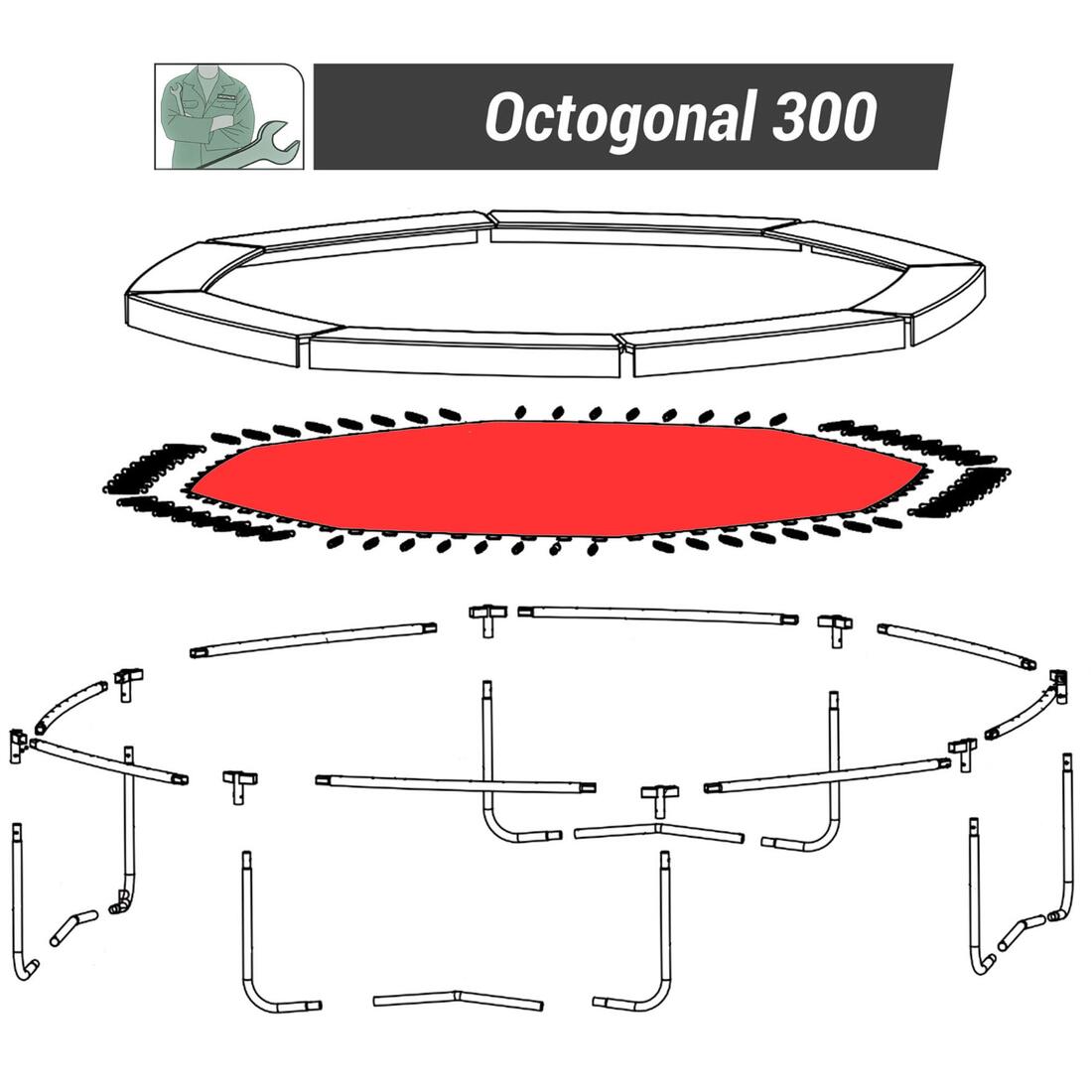 Toile de saut, pièce détachée trampoline, Octogonal 300