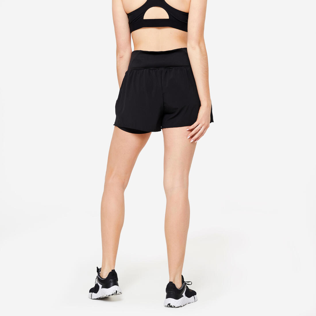 Short 2 en 1 Fitness Cardio Femme Noir