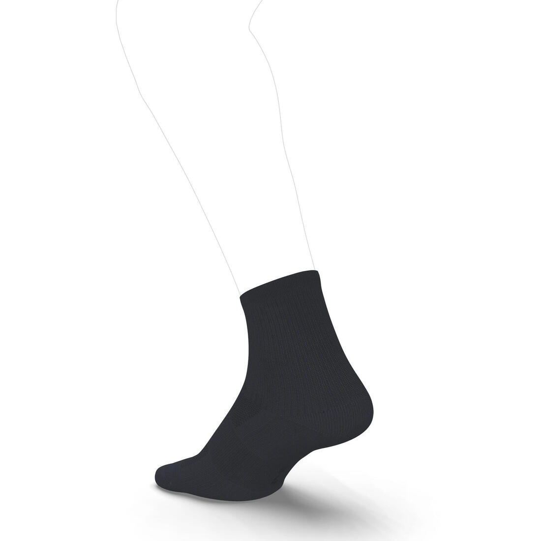 CHAUSSETTES DE RUNNING RUN500 MI-HAUTEURS X2 NOIRES