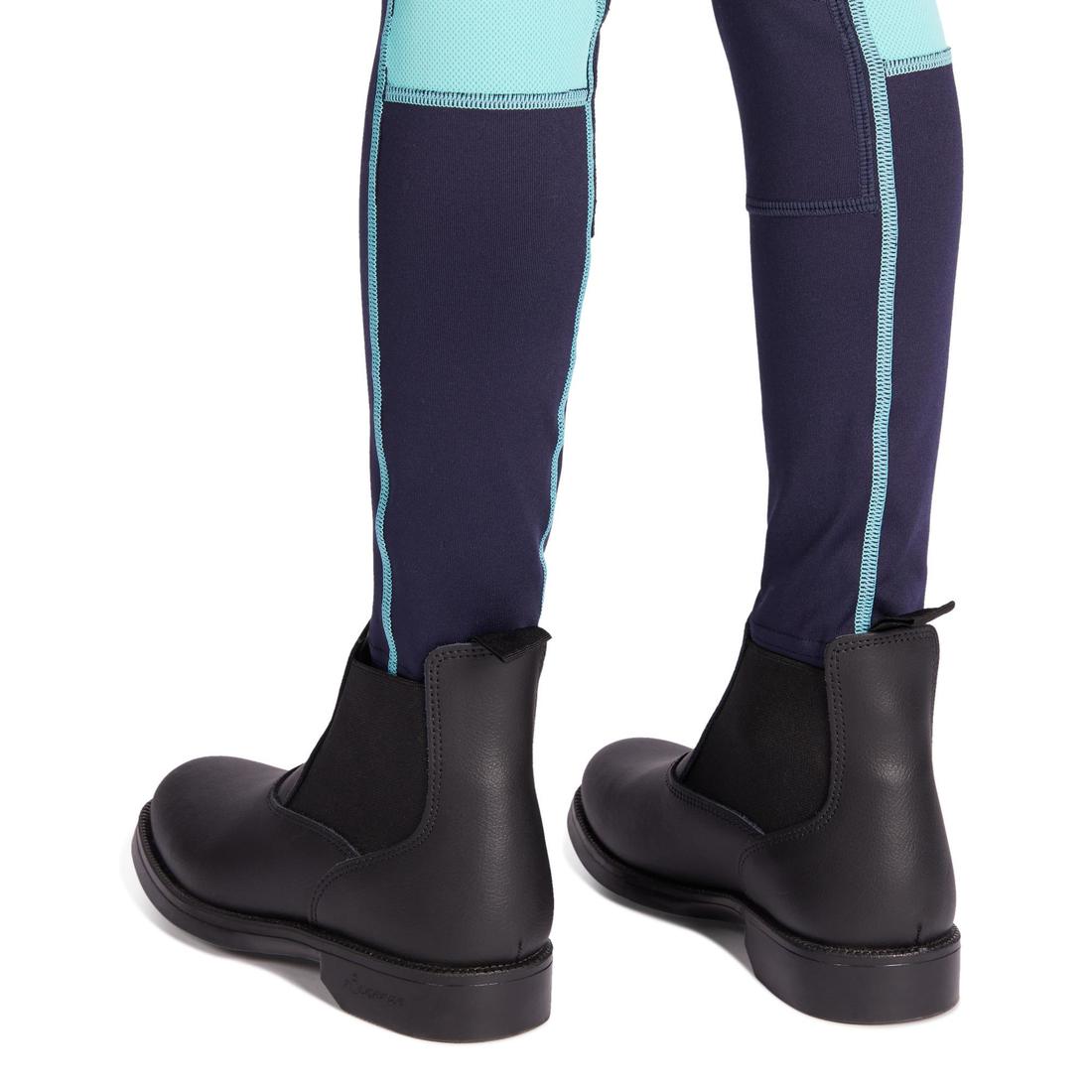 Kids' Horse Riding Light Legging 100 - Petrol Blue/Navy Blue