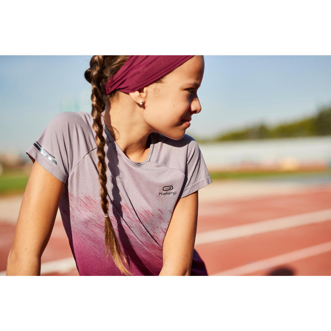 Tee-shirt manches courtes fille running et athlétisme KIPRUN care turquoise