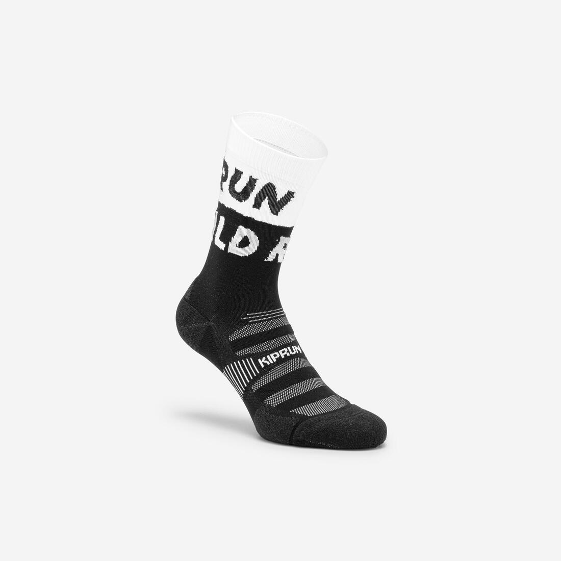 CHAUSSETTES DE RUNNING RUN900 EPAISSES MI-MOLLET RUN WILD BLANCHE NOIRE