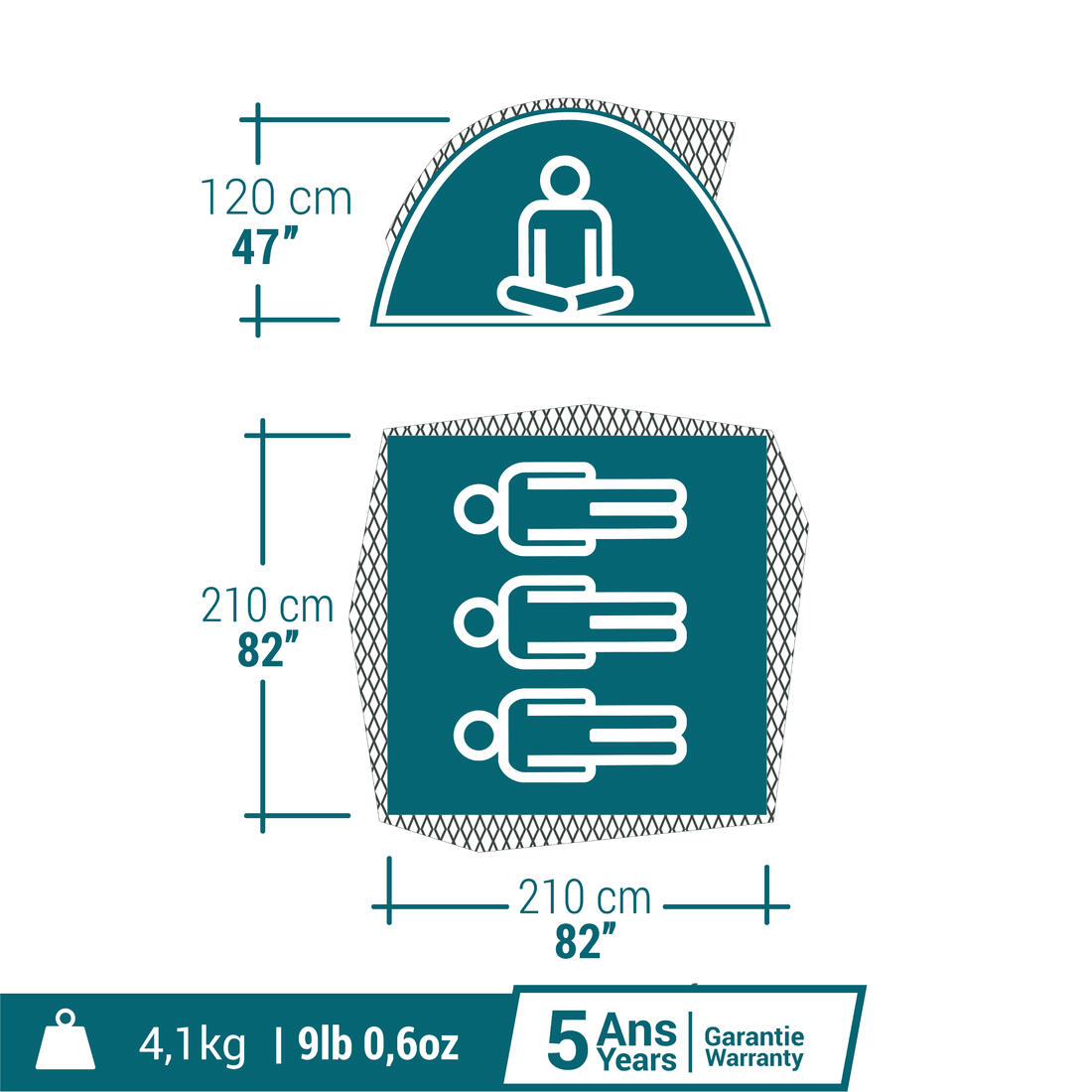 Tente de camping - mh100 ultra fresh - 3 places