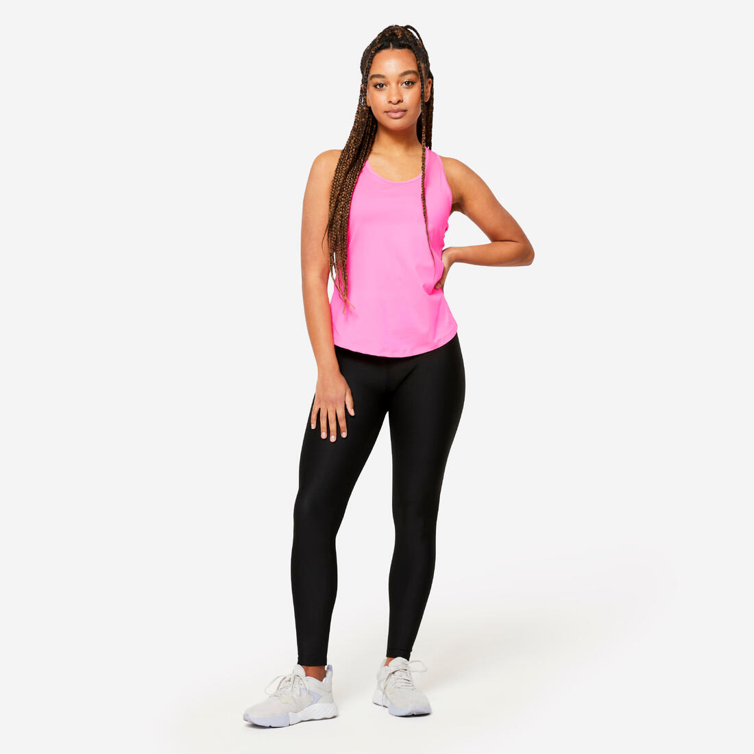 Legging de fitness taille haute femme, noir fumé