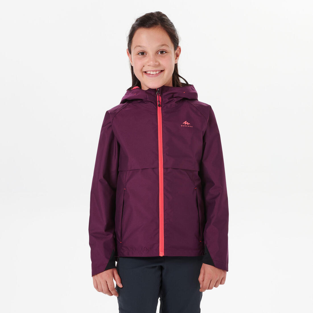 Veste imperméable de randonnée - MH500 violette - enfant 7-15 ans