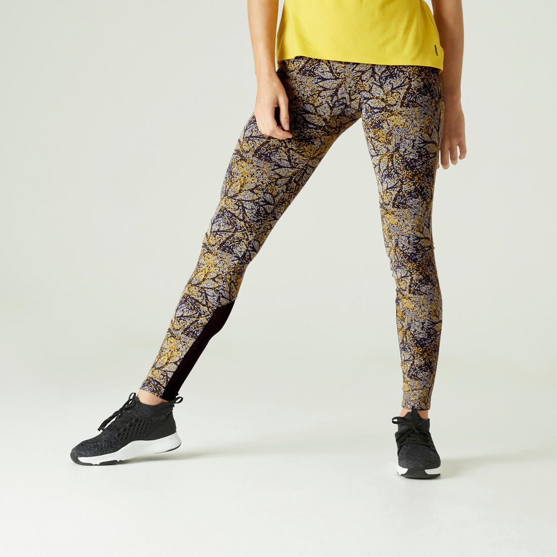 Legging fitness 7/8 coton extensible avec mesh femme