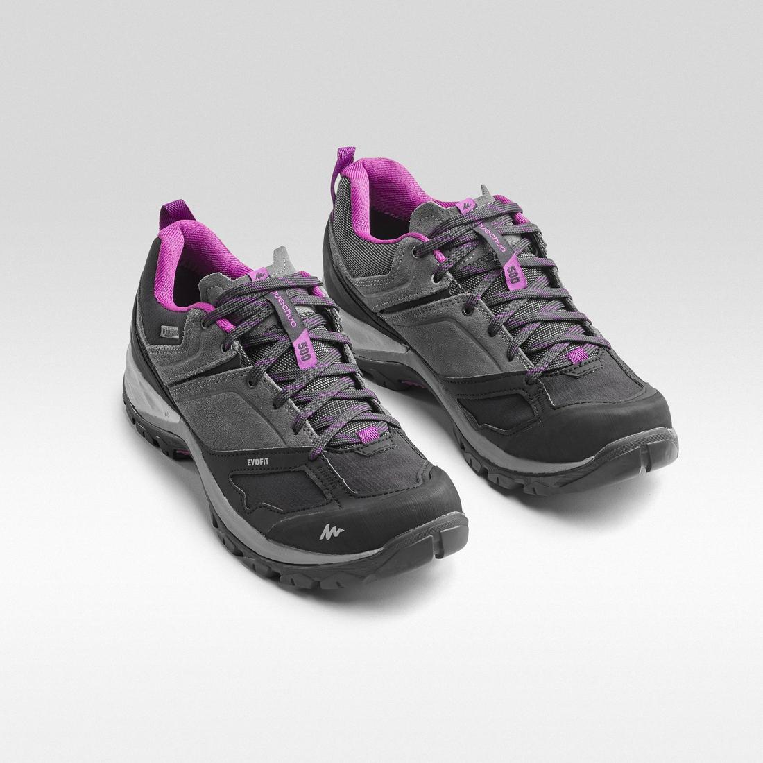 Chaussures imperméables de randonnée montagne - MH500 Gris/Rose- Femme