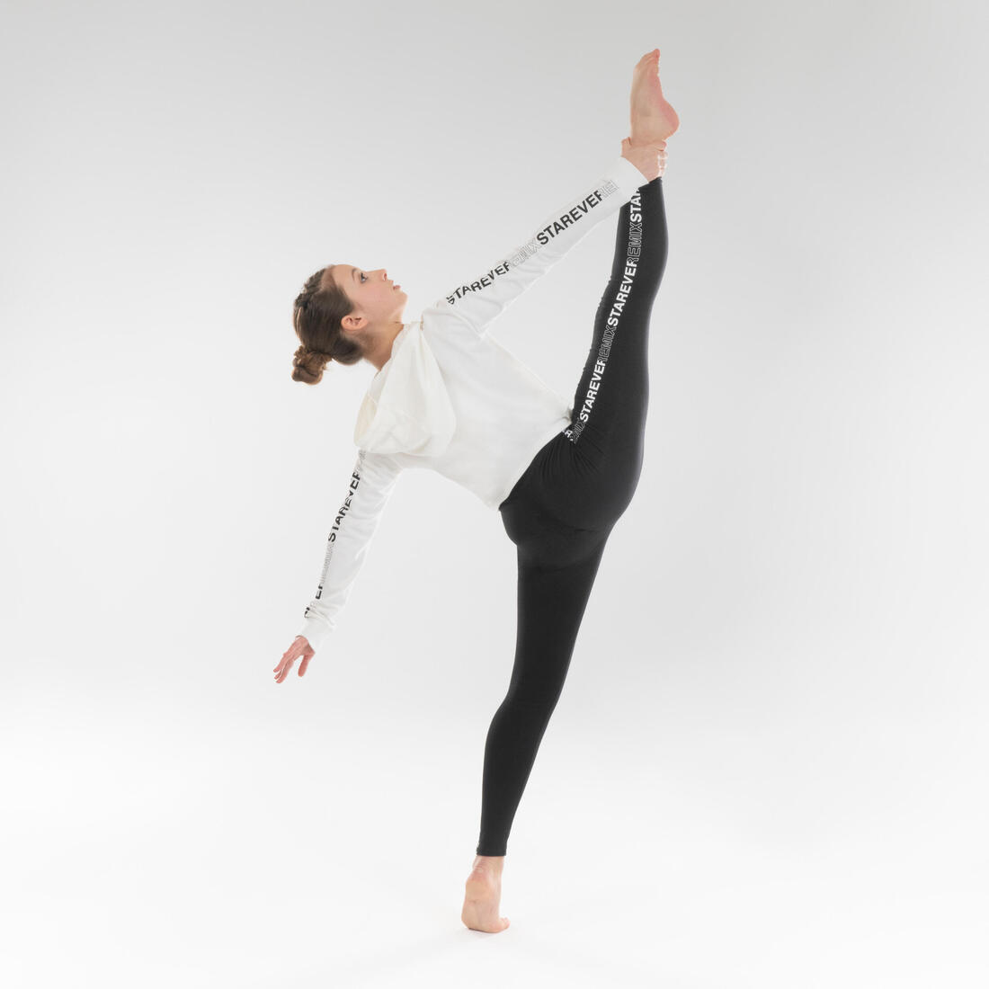 Legging taille haute danse moderne imprimé noir fille