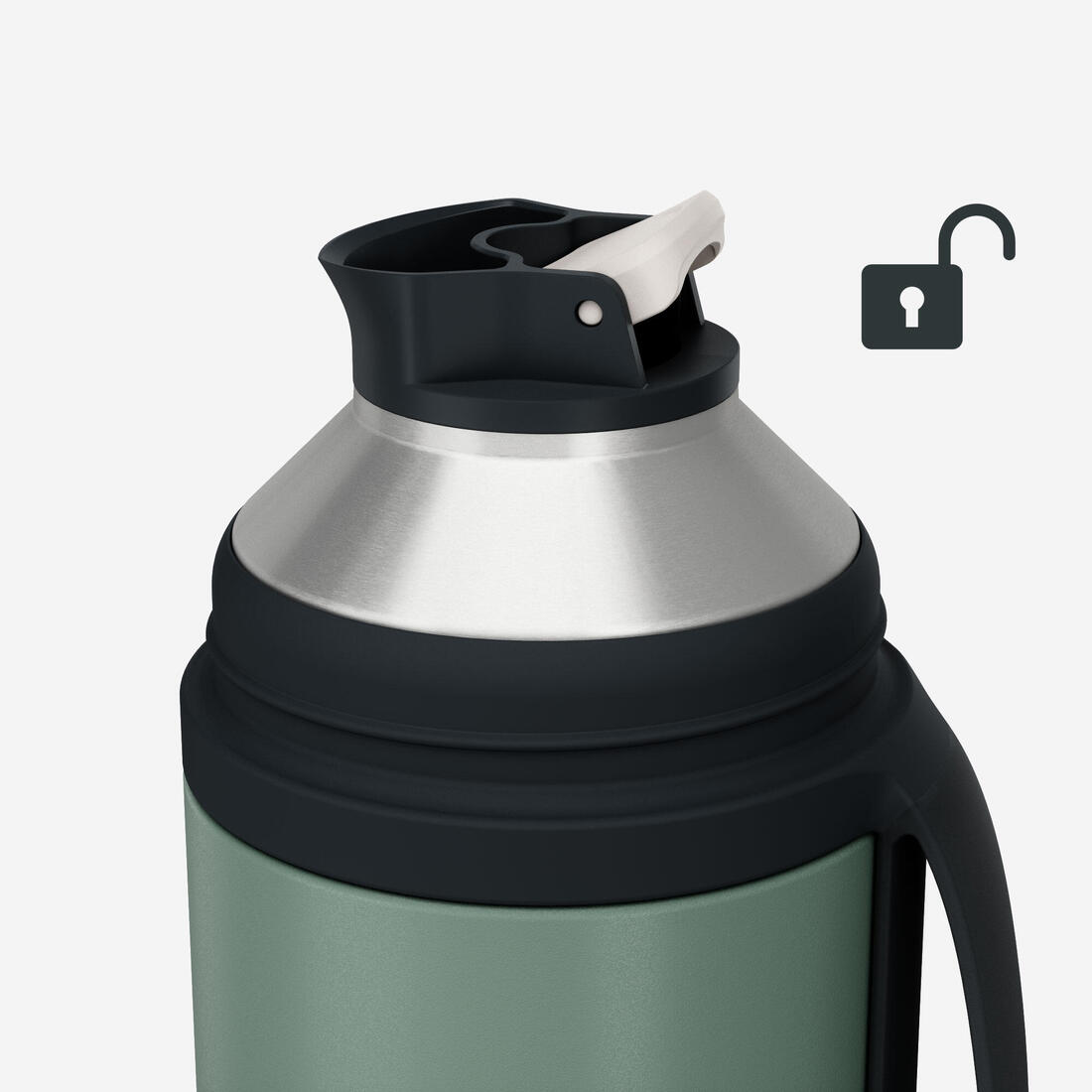 Bouteille 900 isotherme 1L inox de randonnée et camping, bouchon instantané.