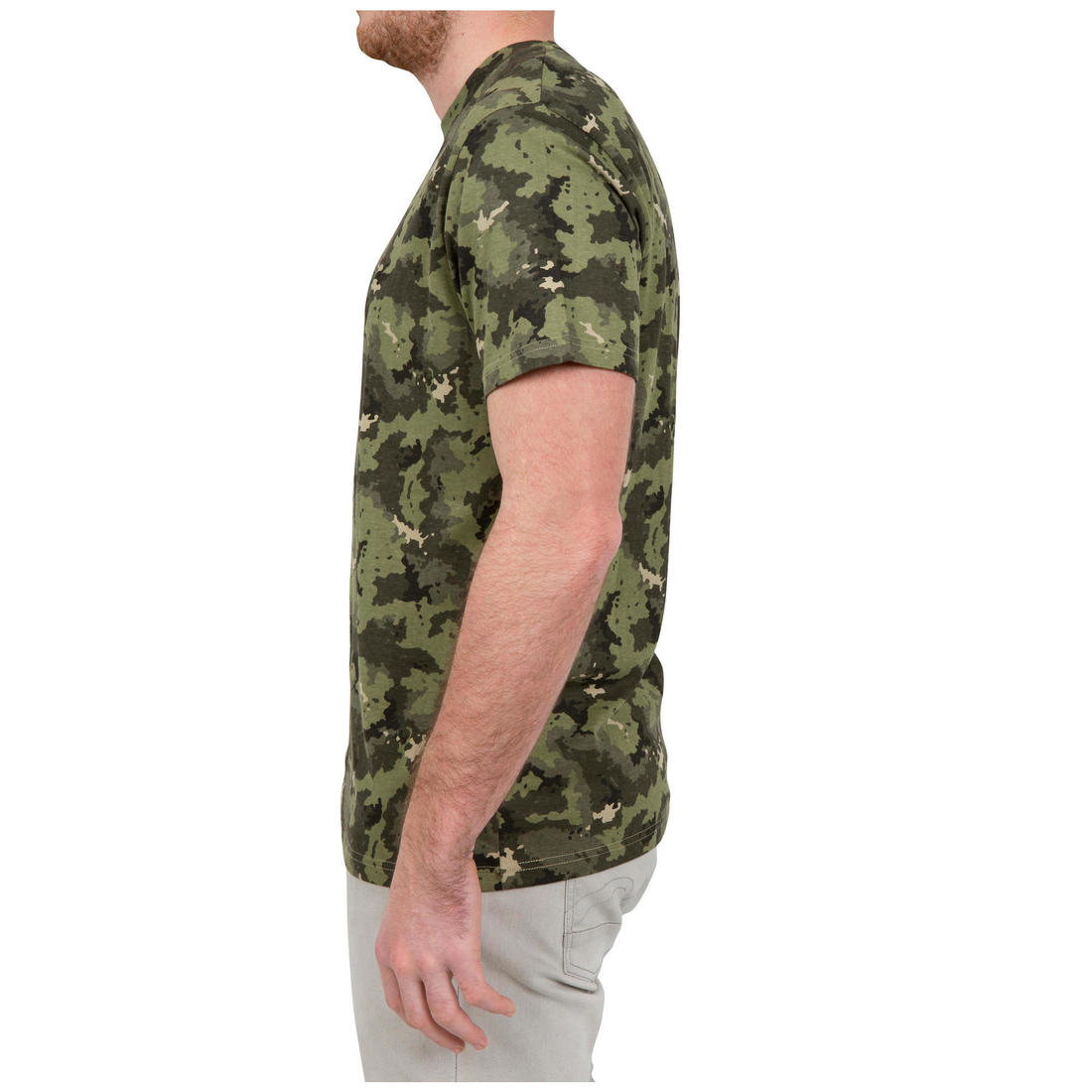 T-shirt manches courtes chasse 100 camouflage woodland