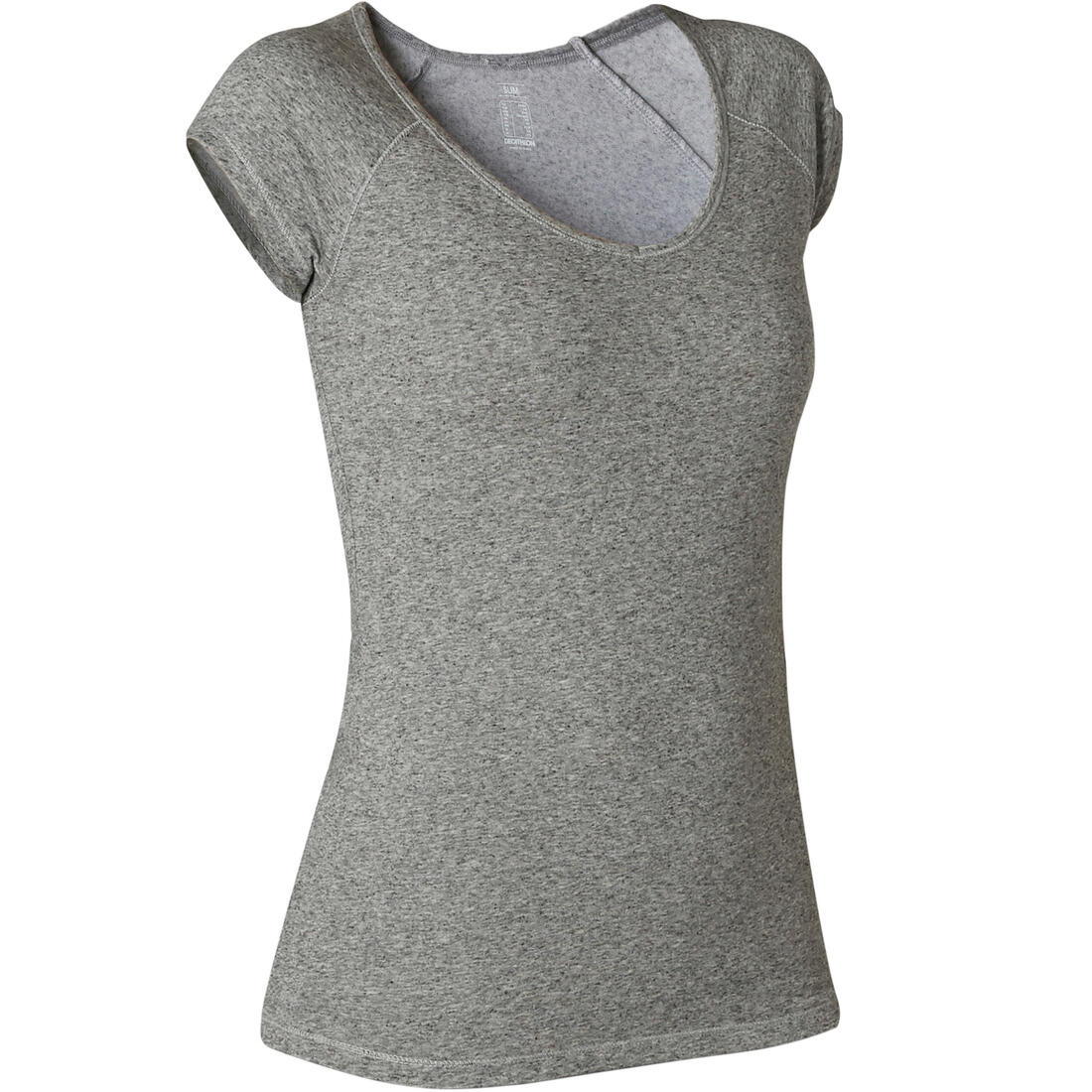 T-shirt manches courtes slim fitness Active femme  gris chiné clair