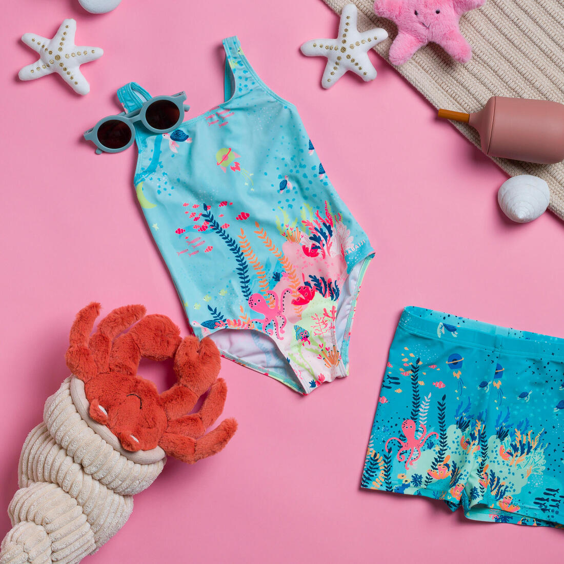 Maillot de bain 1 pièce bébé fille rose imprimé fleurs