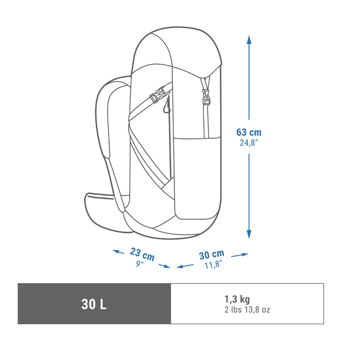 Sac à dos de randonnée montagne 30L - MH500