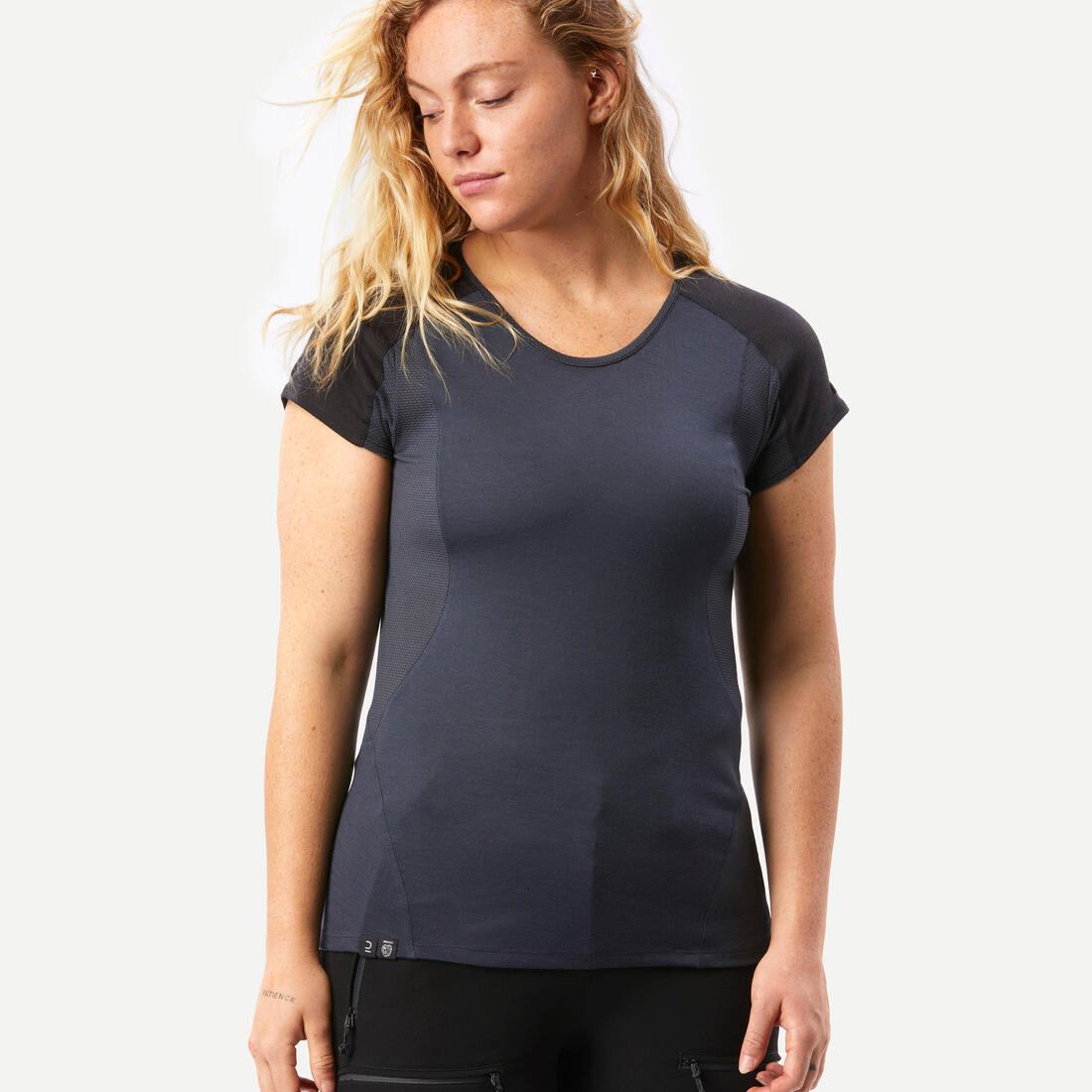 T-shirt de trek manches courtes en laine mérinos - Femme - MT500