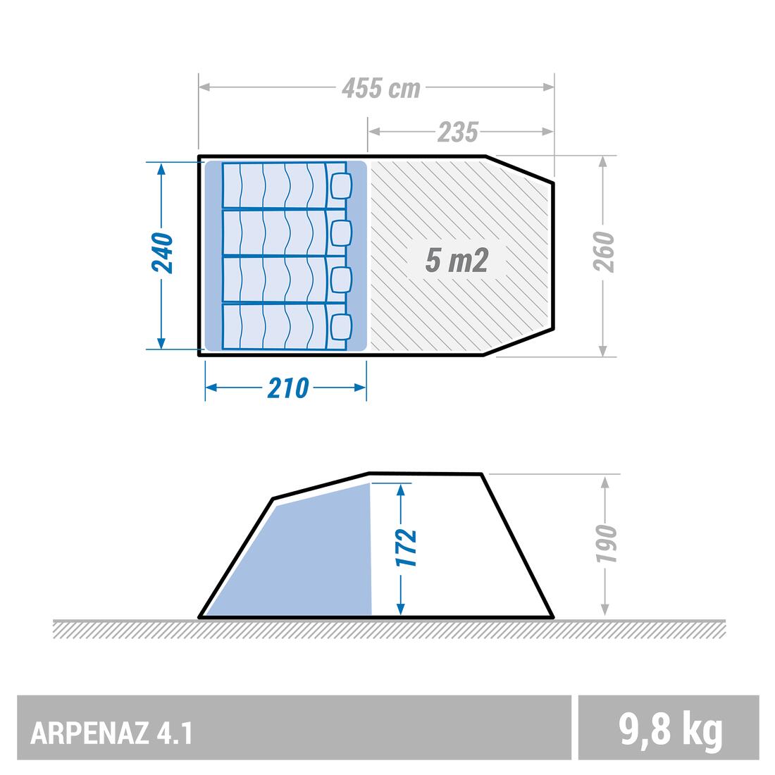 Tente à arceaux de camping - Arpenaz 4.1 - 4 Places - 1 Chambre