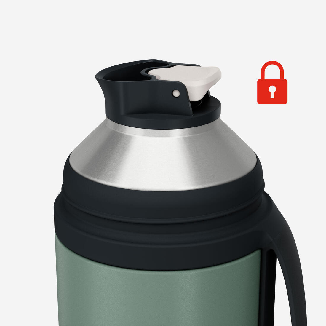 Bouteille 900 isotherme 1L inox de randonnée et camping, bouchon instantané.