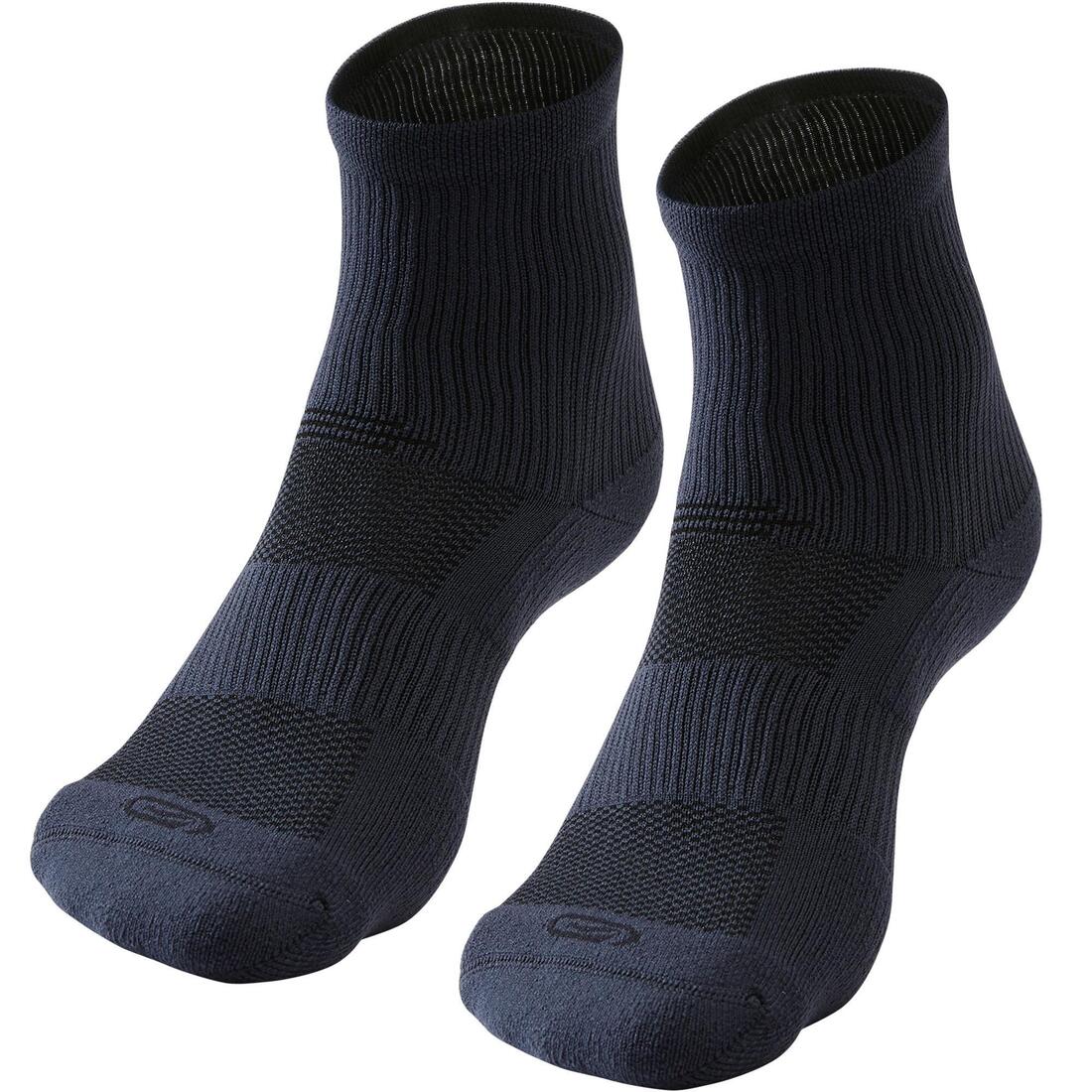 CHAUSSETTES DE RUNNING RUN500 MI-HAUTEURS X2 NOIRES