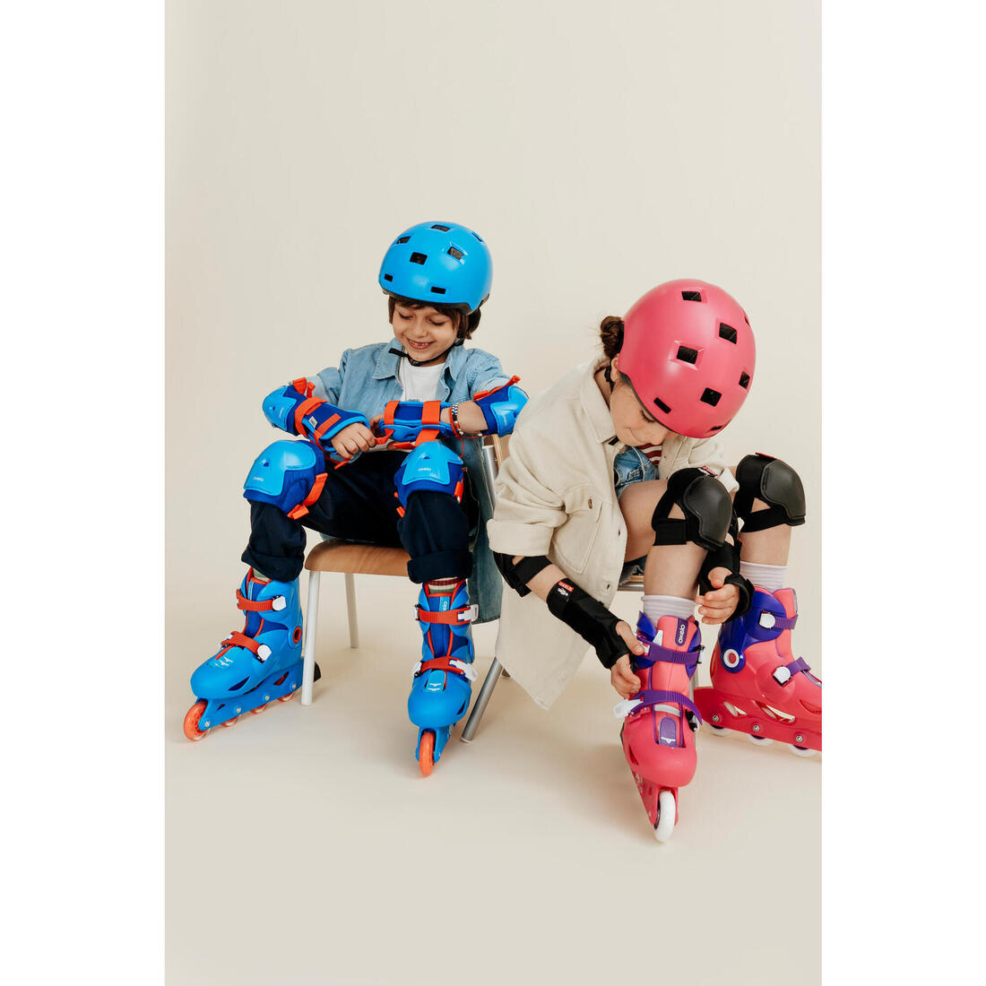 Set 3x2 protections roller trottinette skate enfant PLAY