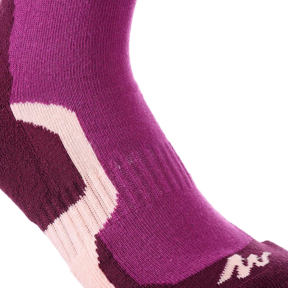 2 paires de chaussettes de randonnée tiges hautes enfant Crossocks violettes