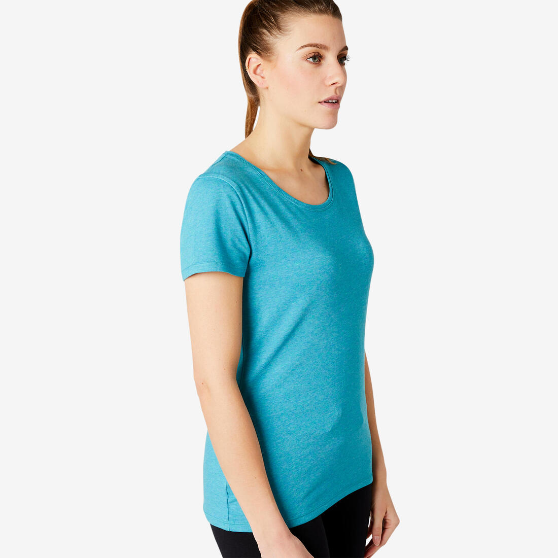 T-Shirt manches courtes régular Gym & Pilates femme bleu chiné