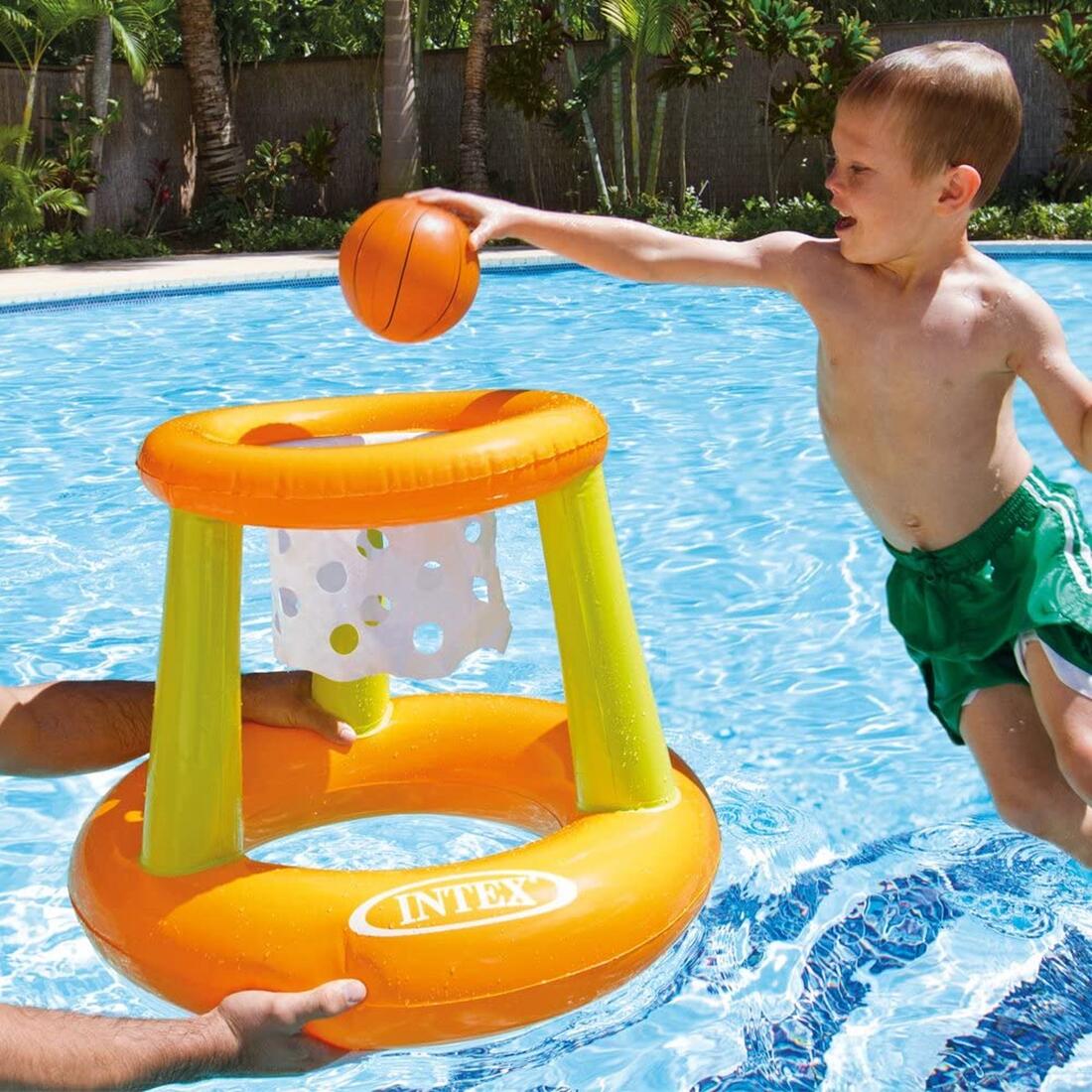 JEUX PANIER DE BASKET-BALL FLOTTANT AQUATIQUE INTEX ENFANTS ORANGE/JAUNE