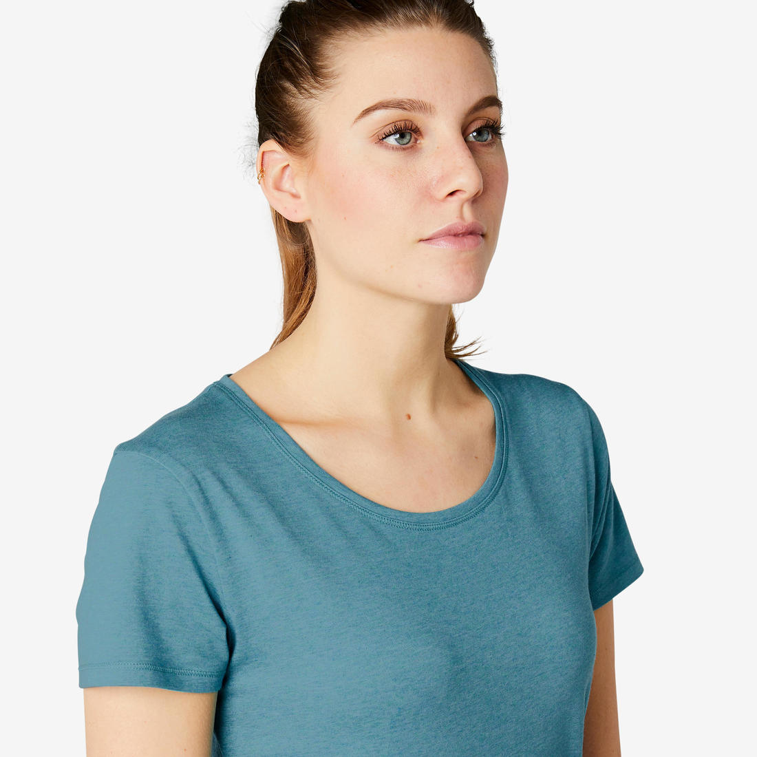 T-Shirt manches courtes régular Gym & Pilates femme bleu chiné