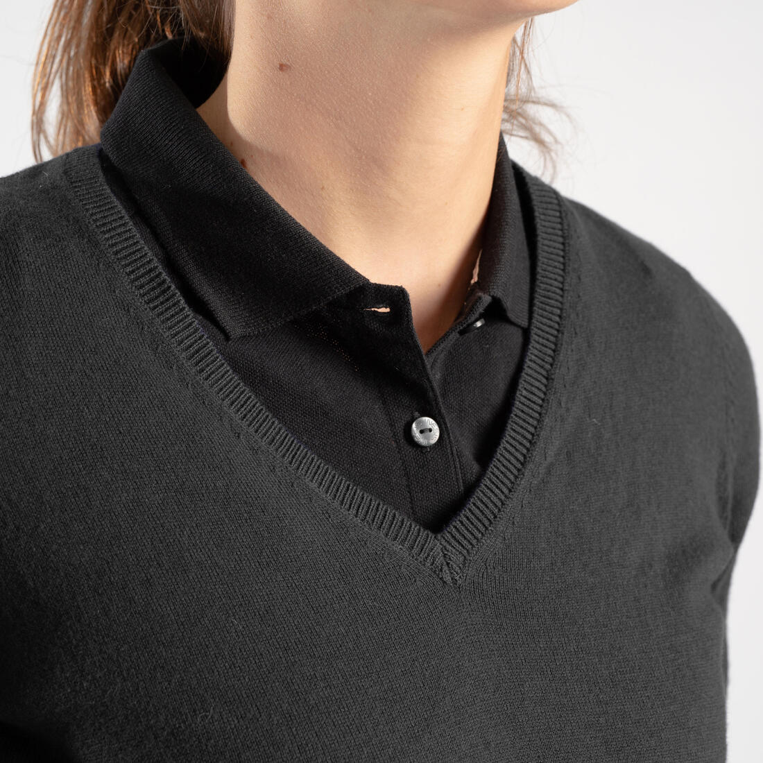 Pull de golf col V femme MW500