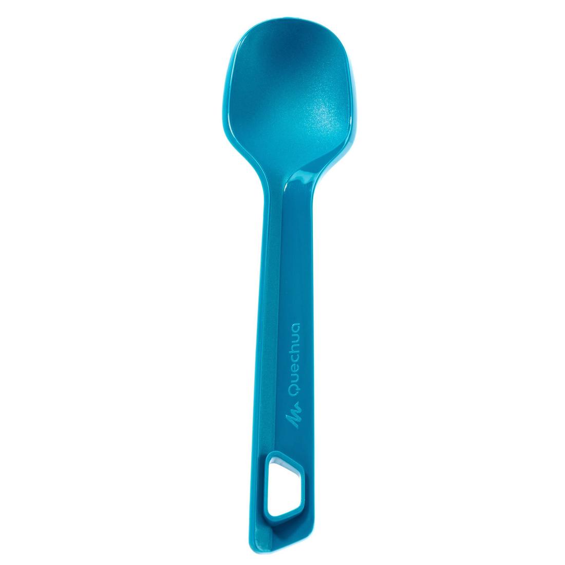 Set 3 couverts (couteau, fourchette, cuillère) pour le camping en plastique bleu